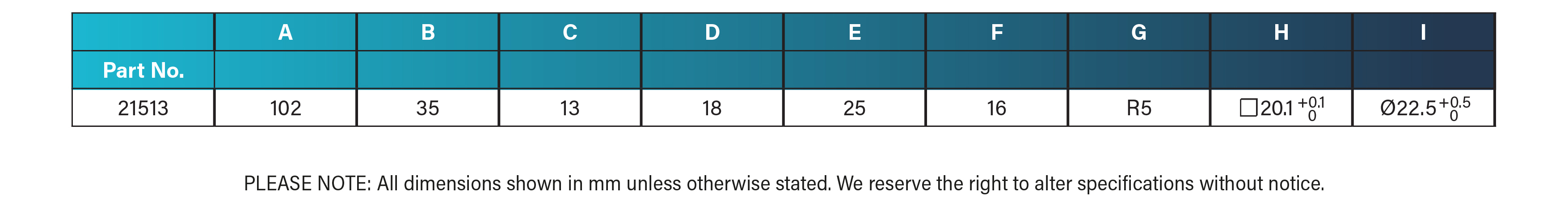 Specification-Table