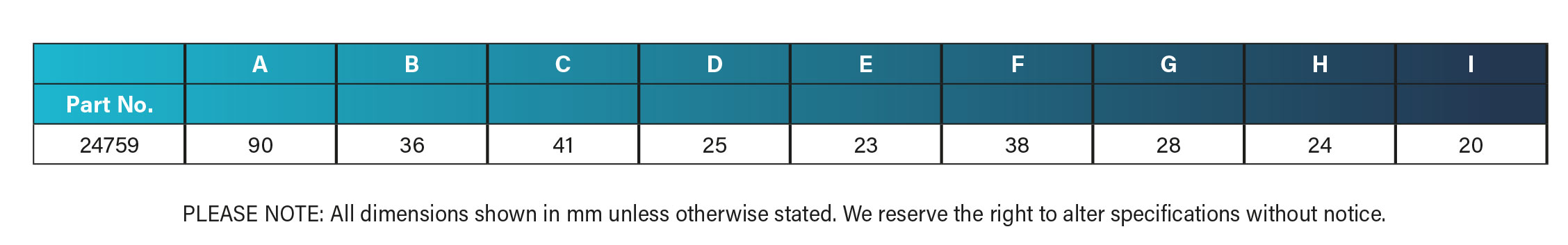 Specification-Table