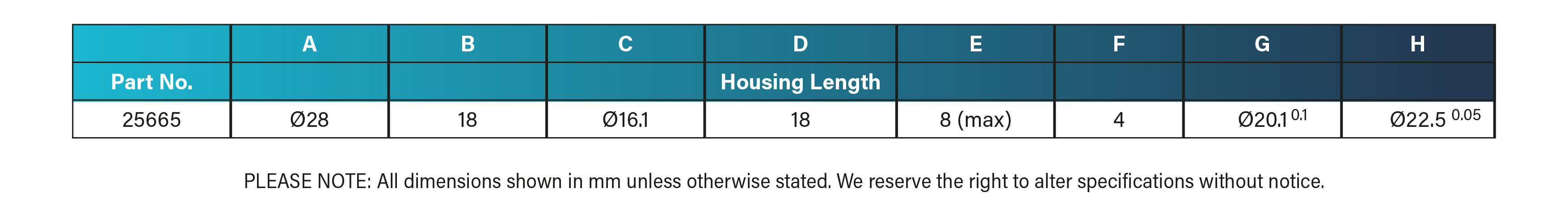 Specification-Table