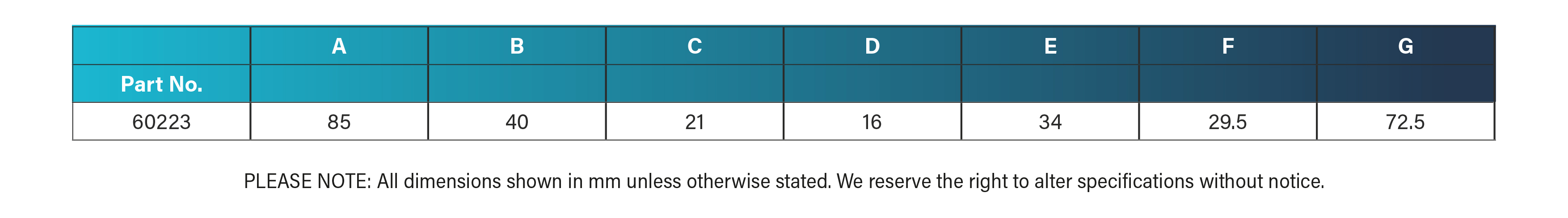 Specification-Table