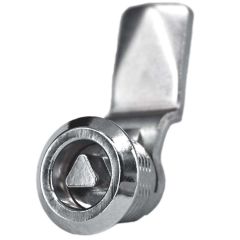 8mm Tri Lock, Chrome, Cam H=22, IP65, c/w earth nut