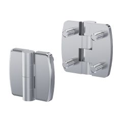 Hinge, screw-on, M6 welded studs, 50x50. 316 stainless steel